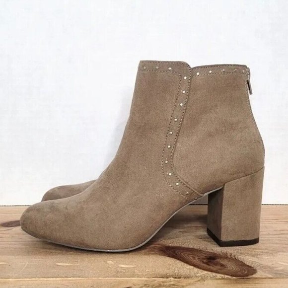 JustFab Tan Ankle Boots with Stud Detail - Picture 1 of 11